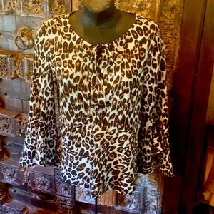 Chico’s Size 0 Small Leopard Lace-Up Tunic Animal Print